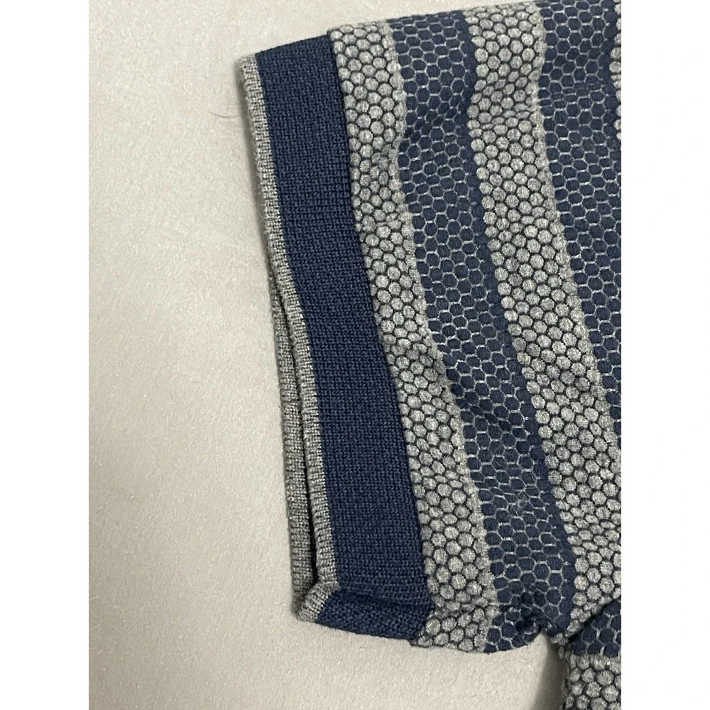 Vintage Polo Ralph Lauren Honeycomb Striped Knit Polo Shirt Men's XXL Gray Pony